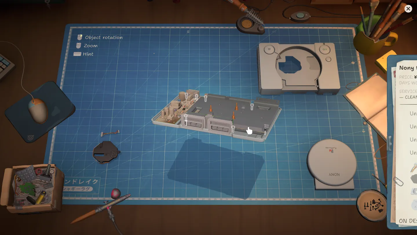 A Nony PlayMachine disassembled on the ReStory workbench